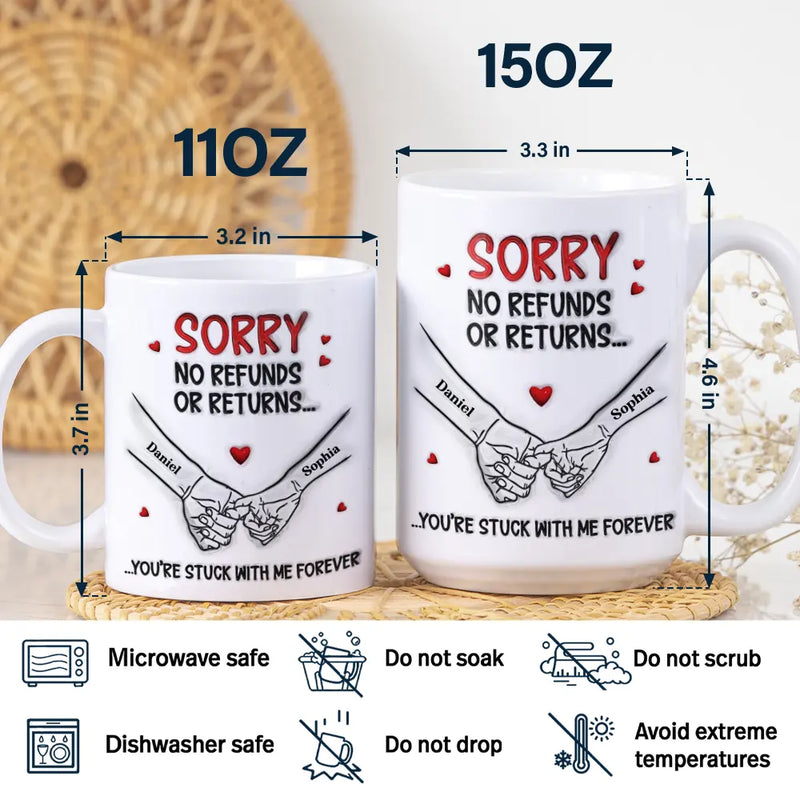 Top Market,Gift For Couples,Old Couples,Gift For Women,Gift For Men,LGBT,Love - 3D Inflated Effect Printed You Are Stuck With Me Forever - Personalized White Edge-to-Edge Mug