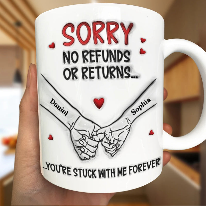 Top Market,Gift For Couples,Old Couples,Gift For Women,Gift For Men,LGBT,Love - 3D Inflated Effect Printed You Are Stuck With Me Forever - Personalized White Edge-to-Edge Mug
