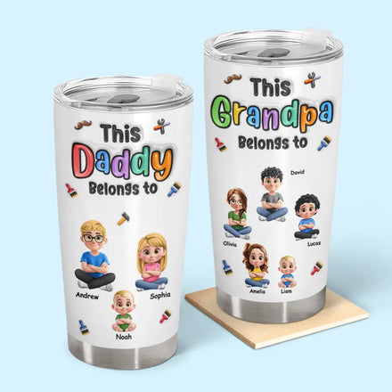 3D Inflated Effect This Daddy Belongs To - Personalized Tumbler
