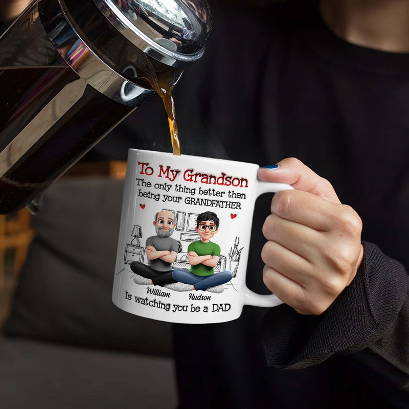 Happy,Top Market,Gift For Son,Mom - Sons,Dad - Sons,New Dad,Gift For Men,Grandma - Grandkids,Gift For Grandkids,Grandpa - Grandkids - 3D Inflated Printed Son The Only Thing Better Than Being Your Father - Personalized White Edge-to-Edge Mug