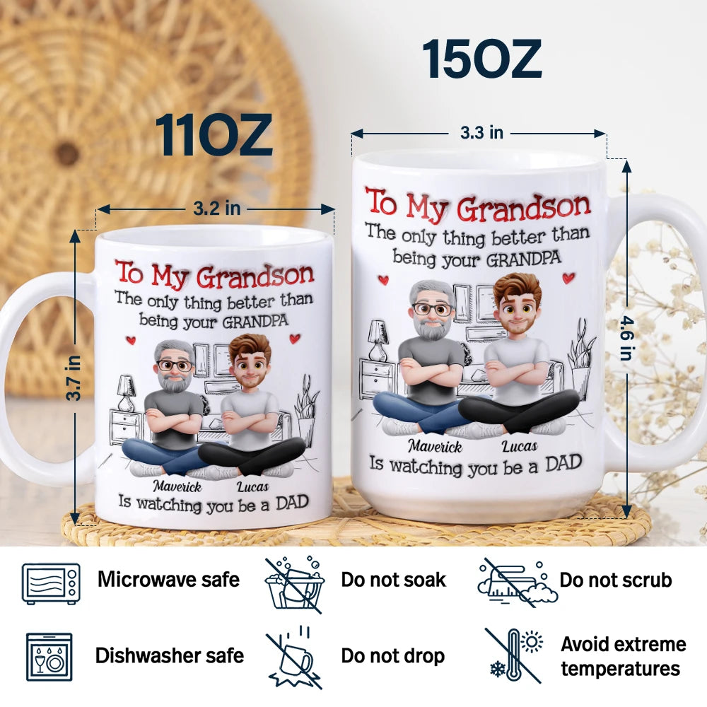 Happy,Top Market,Gift For Son,Mom - Sons,Dad - Sons,New Dad,Gift For Men,Grandma - Grandkids,Gift For Grandkids,Grandpa - Grandkids - 3D Inflated Printed Son The Only Thing Better Than Being Your Father - Personalized White Edge-to-Edge Mug