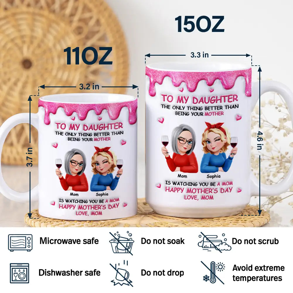 Gift For Daughter, Mom - Daughters (Adult), Happy, New Mom, Gift For Women, Top Market - 3D Inflated Printed The Only Thing Better Than Being Your Mother Grandmother - Personalized White Edge-to-Edge Mug