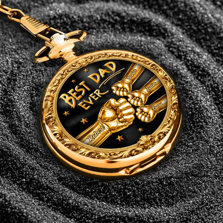 3D Metal Effect Best Dad Grandpa Ever - Personalized Pocket Watch