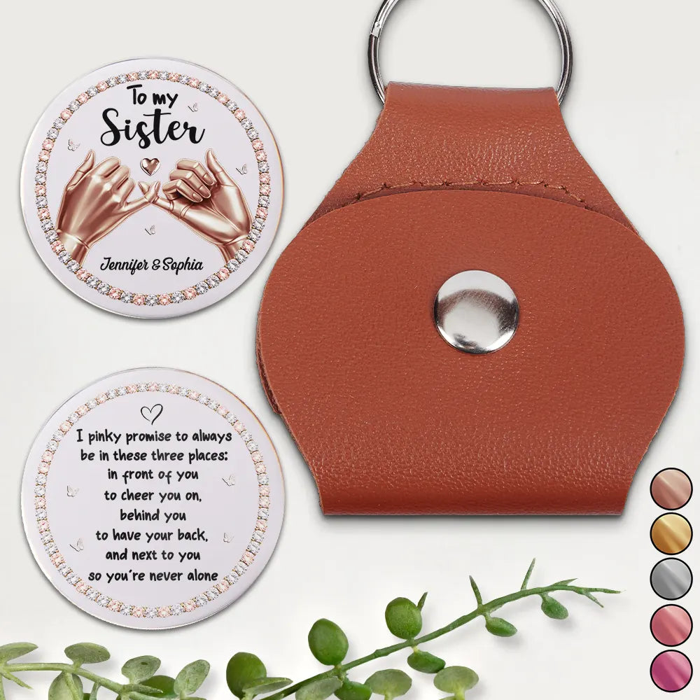 Gift For Bestie,Gift For Sisters,Gift For Women,Happy,Top Market - 3D Metal Effect Besties Unbreakable Bond - Personalized Leather Pocket Hug