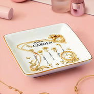 Gift For Women,Gift For Mother,Gift For Grandma,Love - 3D Metal Effect Birth Month Flowers Grandmas Moms Garden - Personalized Ring Dish