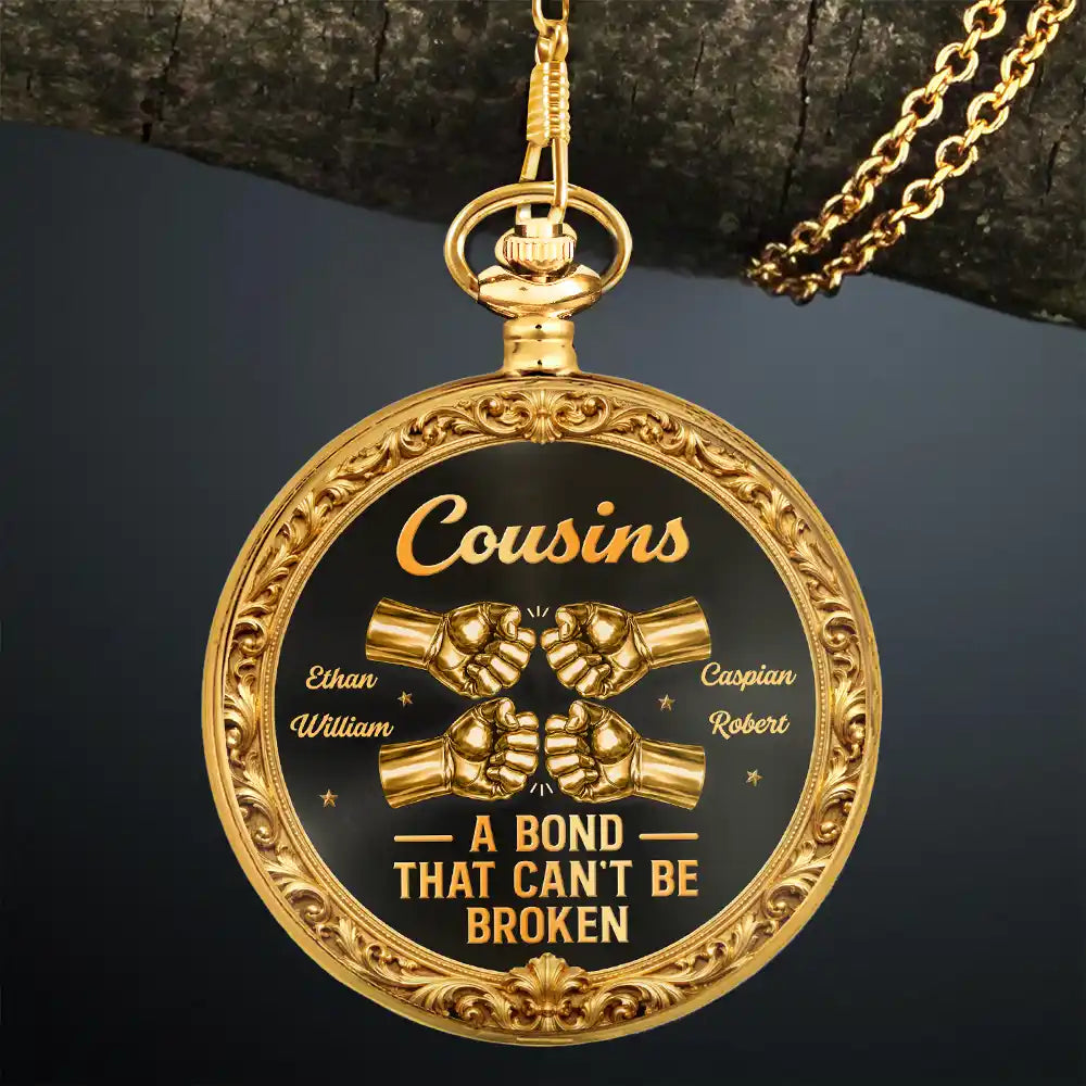 Gift For Brothers, Gift For Sibling, Cousin, Gift For Men, Happy - 3D Metal Effect Brothers A Bond That Can't Be Broken - Personalized Pocket Watch