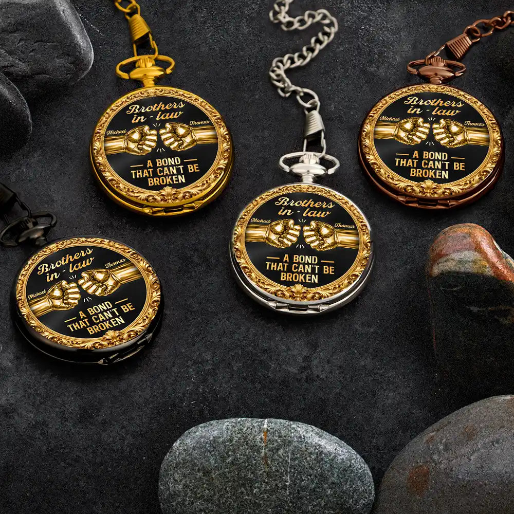 Gift For Brothers, Gift For Sibling, Cousin, Gift For Men, Happy - 3D Metal Effect Brothers A Bond That Can't Be Broken - Personalized Pocket Watch