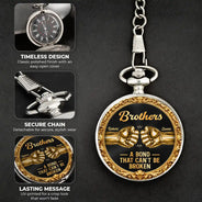 Gift For Brothers, Gift For Sibling, Cousin, Gift For Men, Happy - 3D Metal Effect Brothers A Bond That Can't Be Broken - Personalized Pocket Watch