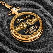 Gift For Brothers, Gift For Sibling, Cousin, Gift For Men, Happy - 3D Metal Effect Brothers A Bond That Can't Be Broken - Personalized Pocket Watch