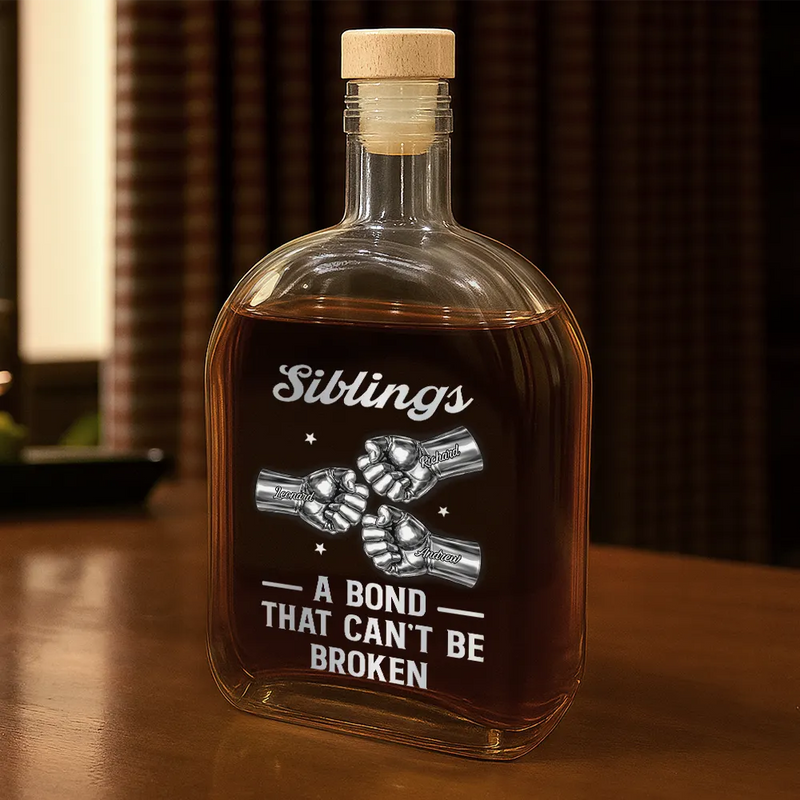 Gift For Brothers,Gift For Father,Gift For Men,Happy,Gift For Sisters,Gift For Women,Gift For Sibling,Cousin - 3D Metal Effect Brothers A Bond That Can't Be Broken - Personalized Whiskey Bottle