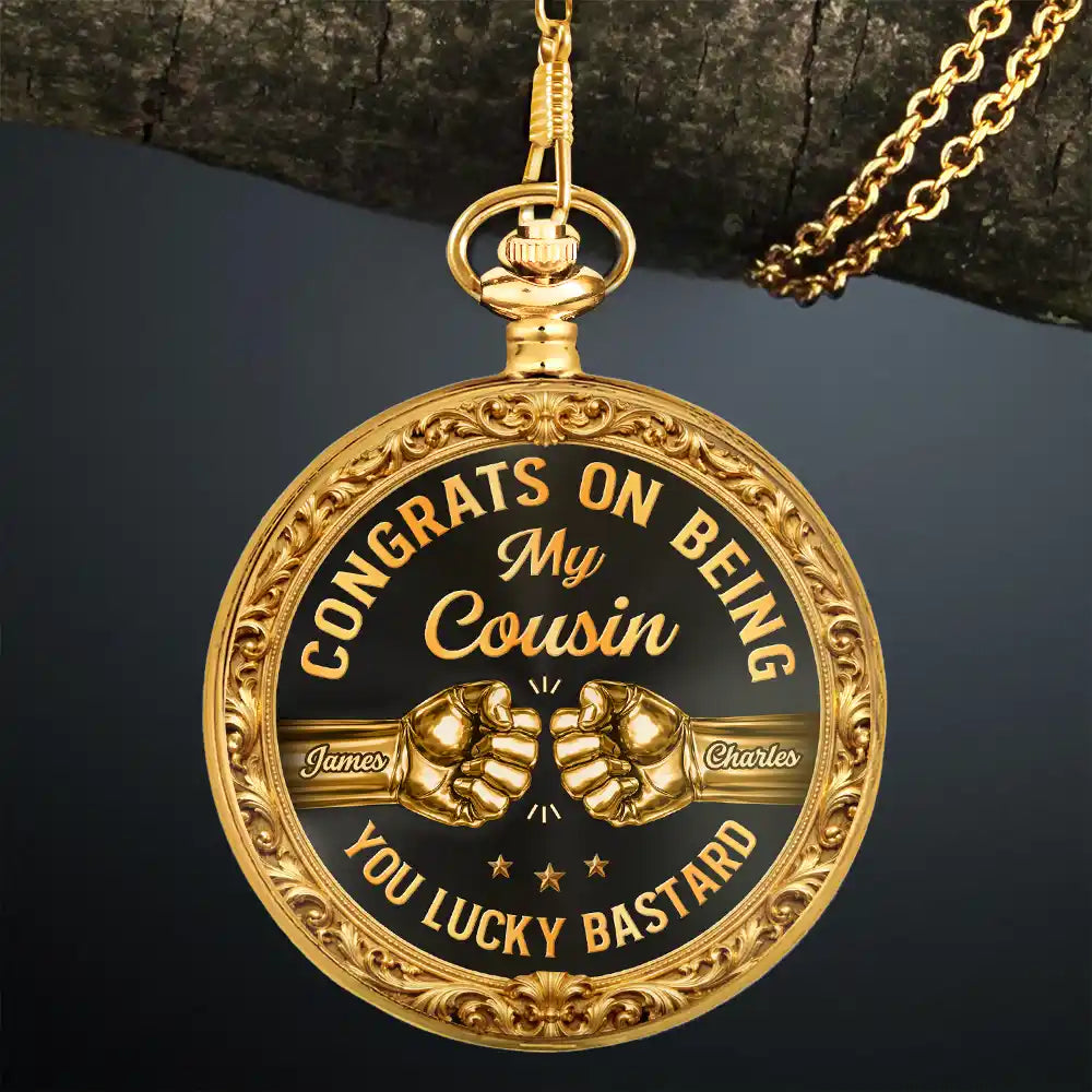Gift For Brothers,Gift For Sibling,Cousin,Gift For Men,Happy,Gift For Husband,Gift For Son,Gift For Grandkids - 3D Metal Effect Congrats On Being My Brother - Personalized Pocket Watch