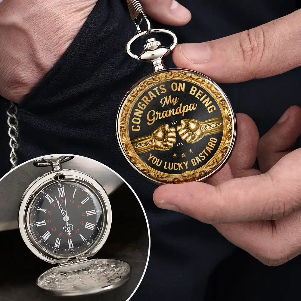 Gift For Brothers,Gift For Sibling,Cousin,Gift For Men,Happy,Gift For Husband,Gift For Son,Gift For Grandkids - 3D Metal Effect Congrats On Being My Brother - Personalized Pocket Watch