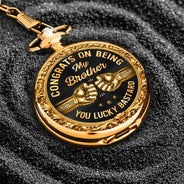 Gift For Brothers,Gift For Sibling,Cousin,Gift For Men,Happy,Gift For Husband,Gift For Son,Gift For Grandkids - 3D Metal Effect Congrats On Being My Brother - Personalized Pocket Watch