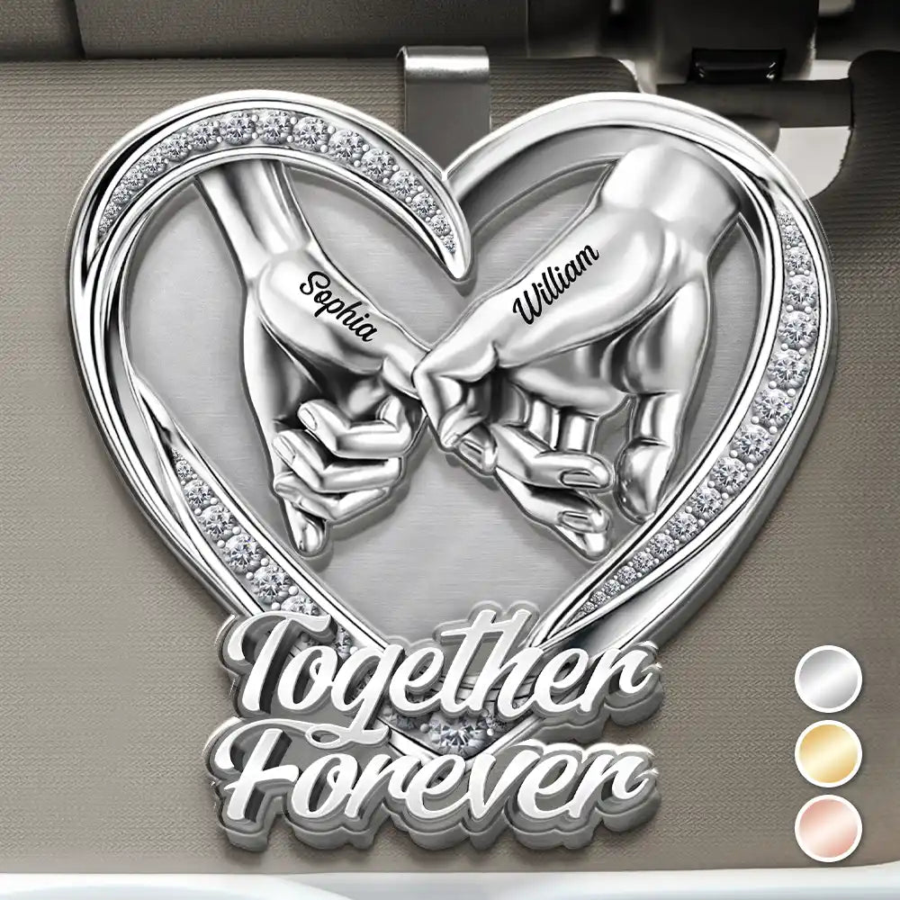 3D Metal Effect Couple Holding Hands You & Me We Got This - Personalized Custom Shaped Acrylic Car Visor Clip