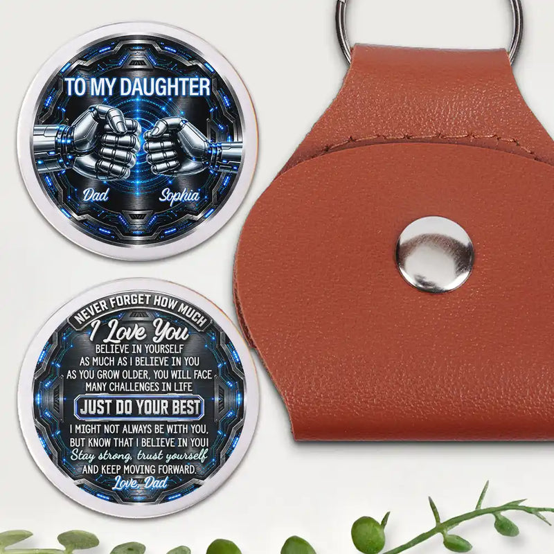 Top Market,Gift For Son,Gift For Children,Cozy,Icon - 3D Metal Effect My Son Just Do Your Best - Personalized Leather Pocket Hug