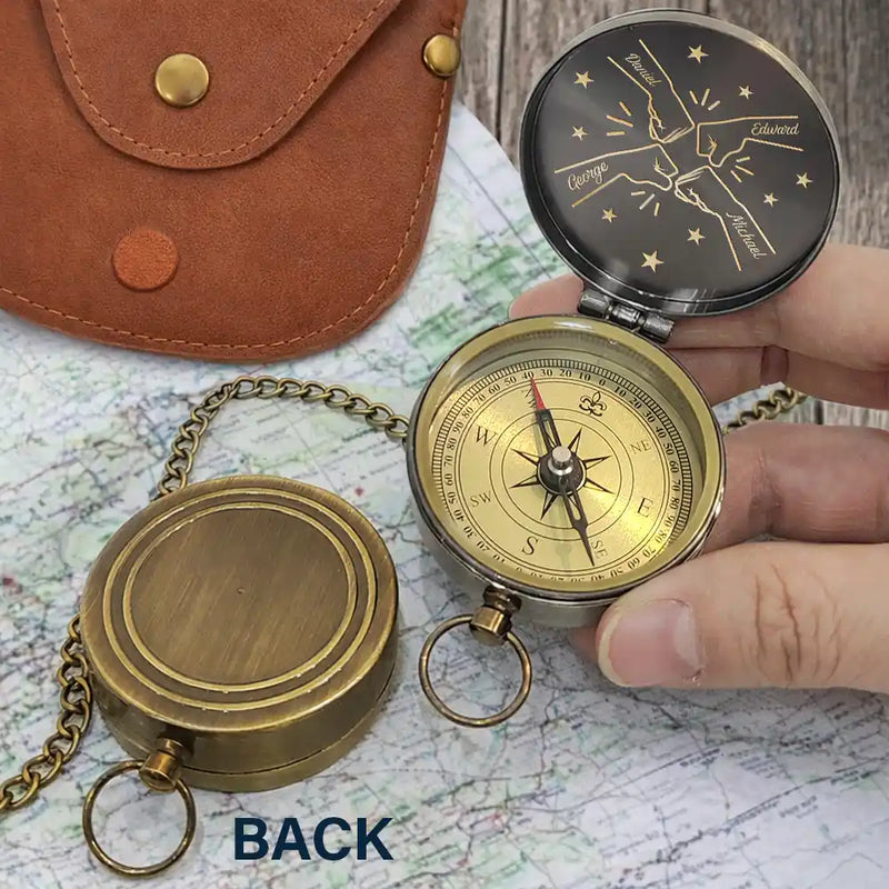 Gift For Brothers, Gift For Sibling, Cousin, Gift For Men, Happy - 3D Metal Effect Once A Brother Always A Brother - Personalized Engraved Brass Compass