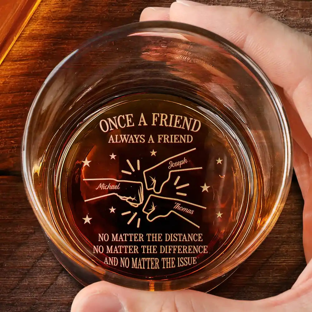 Gift For Brothers, Gift For Sibling, Cousin, Gift For Men, Happy - Once A Brother Always A Brother No Matter The Distance - Personalized Engraved Whiskey Glass