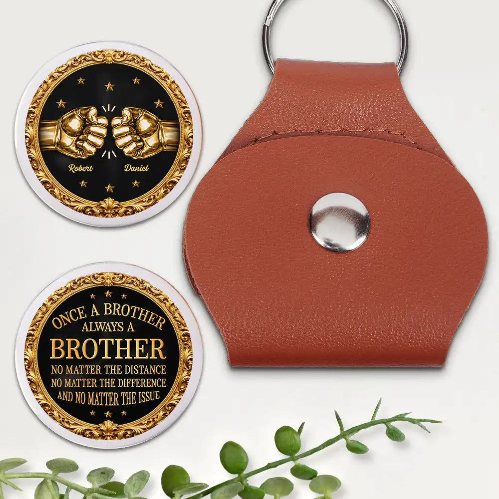 3D Metal Effect Once A Brother Always A Brother - Personalized Leather Pocket Hug