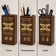 Gift For Brother,Gift For Sibling,Gift For Cousin,Grateful,Custom Text - 3D Metal Effect Once A Brother Always A Brother - Personalized Pen Holder With Clock