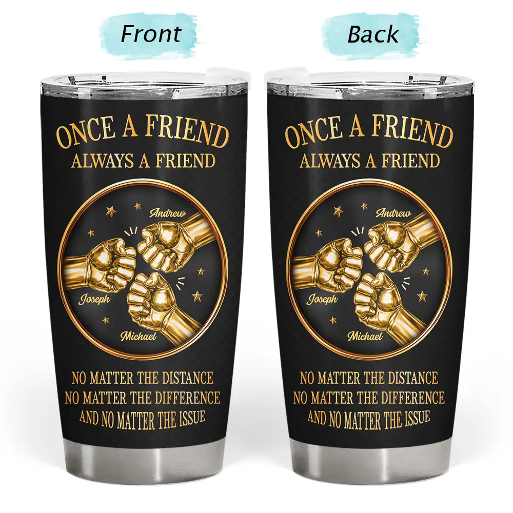 Gift For Brothers,Gift For Sibling,Cousin,Gift For Men,Happy - 3D Metal Effect Once A Brother Always A Brother - Personalized Tumbler