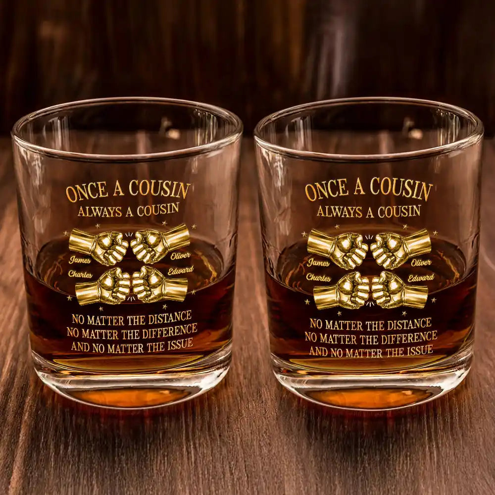 Gift For Brothers, Gift For Sibling, Cousin, Gift For Men, Happy - 3D Metal Effect Once A Brother Always A Brother - Personalized Whiskey Glass