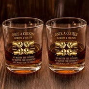 Gift For Brothers, Gift For Sibling, Cousin, Gift For Men, Happy - 3D Metal Effect Once A Brother Always A Brother - Personalized Whiskey Glass