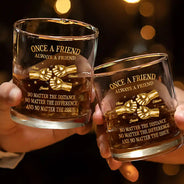 Gift For Brothers, Gift For Sibling, Cousin, Gift For Men, Happy - 3D Metal Effect Once A Brother Always A Brother - Personalized Whiskey Glass