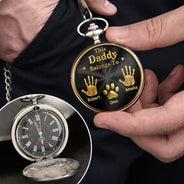 Icon,Non-Eng,Gift For Father,Gift For Grandpa,Gift For Men,Happy - 3D Metal Effect This Grandpa Belongs To Kids Pets - Personalized Pocket Watch