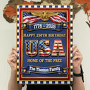 Family,Happy,Parents,Gift For Grandparents - 3D Metal Effect USA 250Th Birthday - Personalized Classic Metal Signs