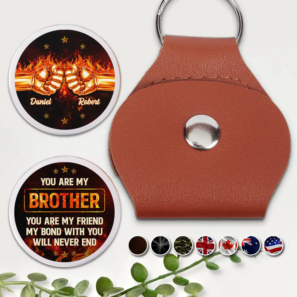 3D Metal Effect You Are My Brother My Friend - Personalized Leather Pocket Hug