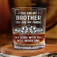 Gift For Brothers,Cousin,Gift For Father,Gift For Men,Happy - 3D Metal Effect You Are My Brother My Friend - Personalized Whiskey Glass