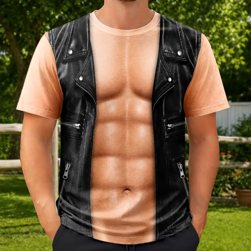 Top Market, Humorous, Gift For Men, Gift For Yourself, Summer, Vector - 3D Muscle Leather Vest - Personalized Full Print T Shirt