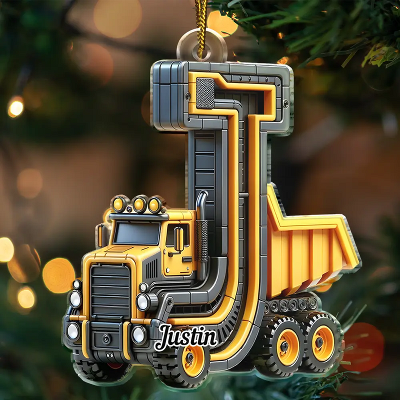 Gift For Kids,Gift For Grandkids,Happy,Christmas - 3D Race Car Truck Dinosaur Mermaid Alphabet - Personalized Custom Shaped Acrylic Ornament