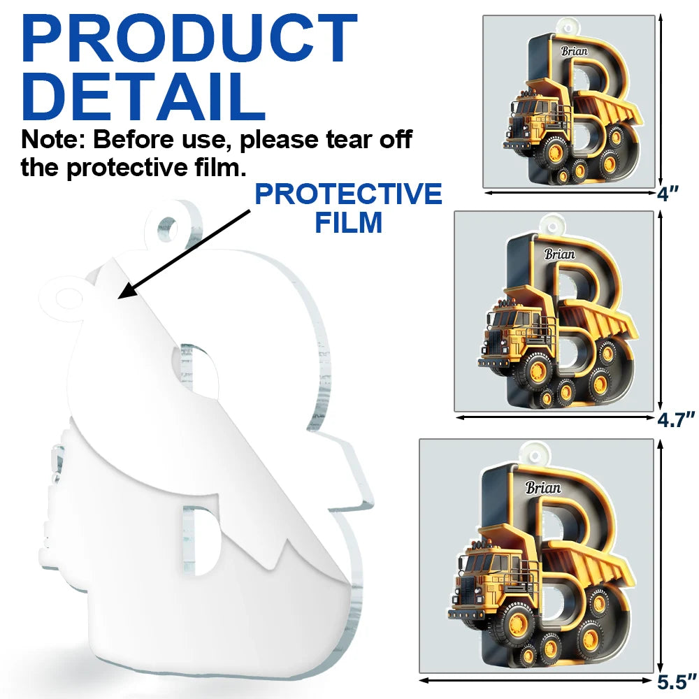 Gift For Kids,Gift For Grandkids,Happy,Christmas - 3D Race Car Truck Dinosaur Mermaid Alphabet - Personalized Custom Shaped Acrylic Ornament