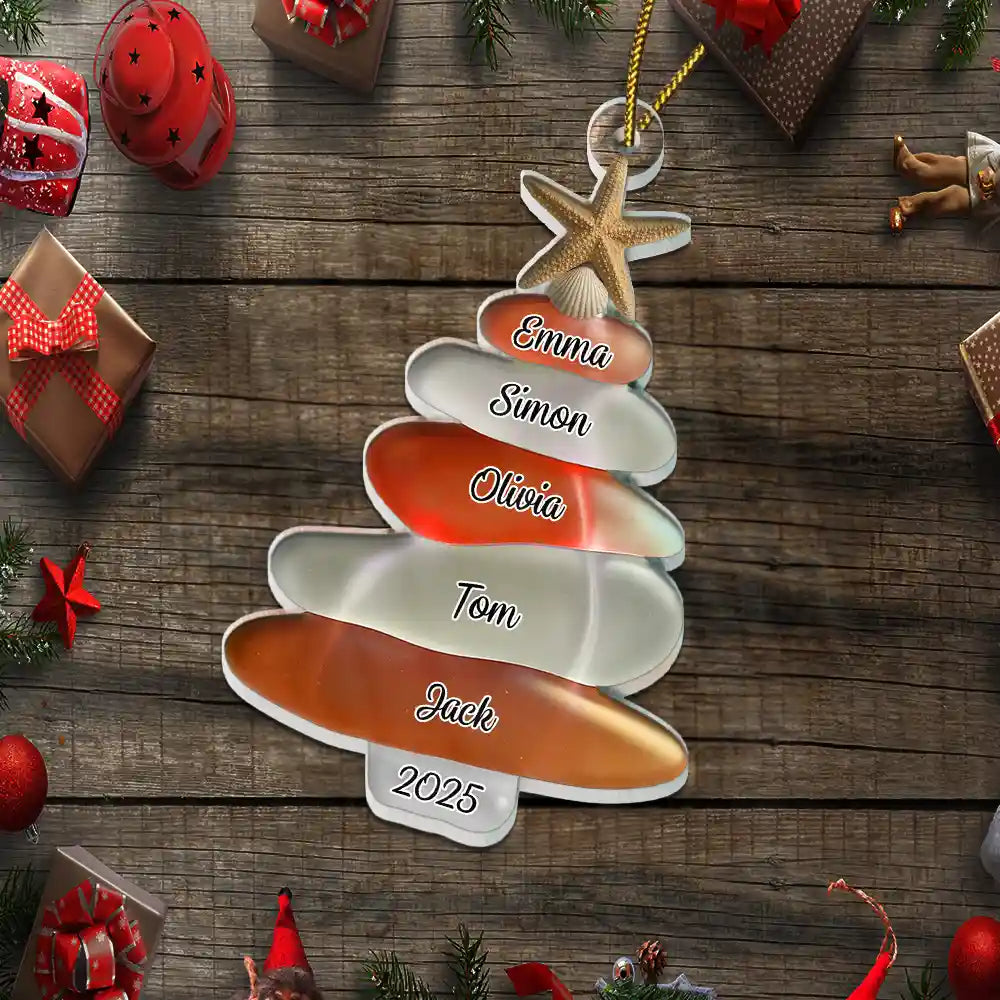 Gift For Couples,Gift For Husband,Gift For Wife,Gift For Boyfriend,Gift For Girlfriend,Parents,Gift For Mother,Gift For Grandpa,Gift For Father,Gift For Grandma,Family,Gift For Sibling,Gift For Sisters,Gift For Brothers,Gift For Bestie,Gifts For Colleagues,Christmas,Love - 3D Sea Glass Christmas Tree - Personalized Custom Shaped Acrylic Ornament