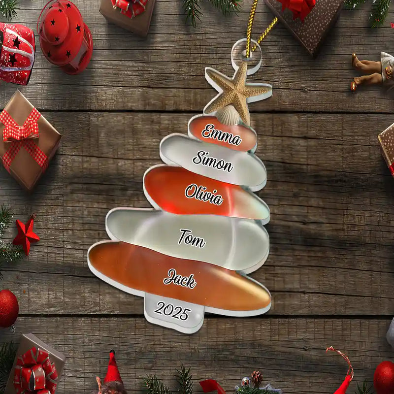 Gift For Couples,Gift For Husband,Gift For Wife,Gift For Boyfriend,Gift For Girlfriend,Parents,Gift For Mother,Gift For Grandpa,Gift For Father,Gift For Grandma,Family,Gift For Sibling,Gift For Sisters,Gift For Brothers,Gift For Bestie,Gifts For Colleagues,Christmas,Love - 3D Sea Glass Christmas Tree - Personalized Custom Shaped Acrylic Ornament