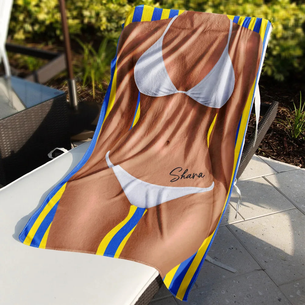 Humorous,Beach,Gift For Yourself,Summer,Gift For Women,Icon - 3D Sexy Body Bikini Summer - Personalized Beach Towel