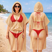 Humorous, Beach, Gift For Yourself, Summer, Gift For Women, Icon - 3D Sexy Body Bikini Summer - Personalized Hooded Poncho Towel