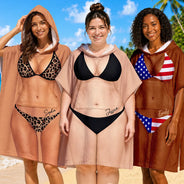Humorous, Beach, Gift For Yourself, Summer, Gift For Women, Icon - 3D Sexy Body Bikini Summer - Personalized Hooded Poncho Towel
