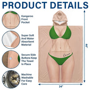 Humorous, Beach, Gift For Yourself, Summer, Gift For Women, Icon - 3D Sexy Body Bikini Summer - Personalized Hooded Poncho Towel