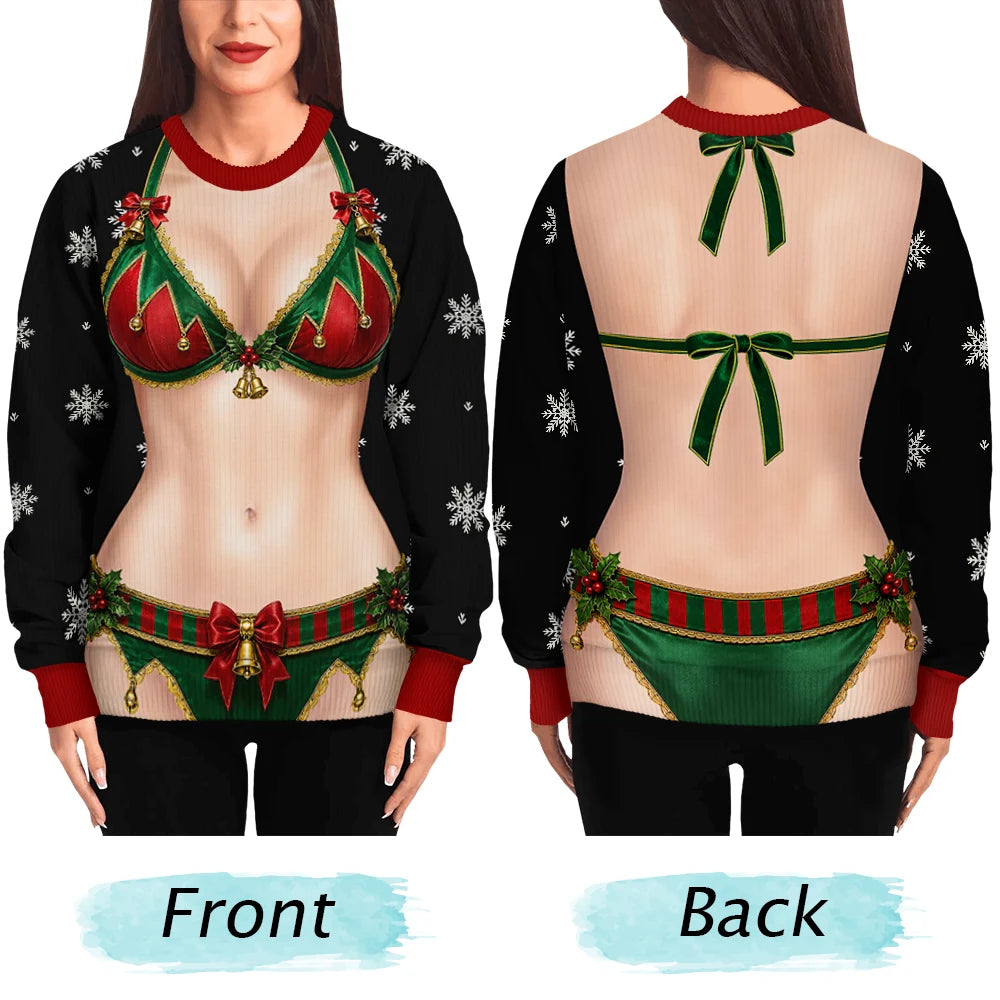 Christmas,Humorous,Gift For Yourself,Gift For Women,Icon - 3D Sexy Body Christmas - Personalized Unisex Ugly Sweater