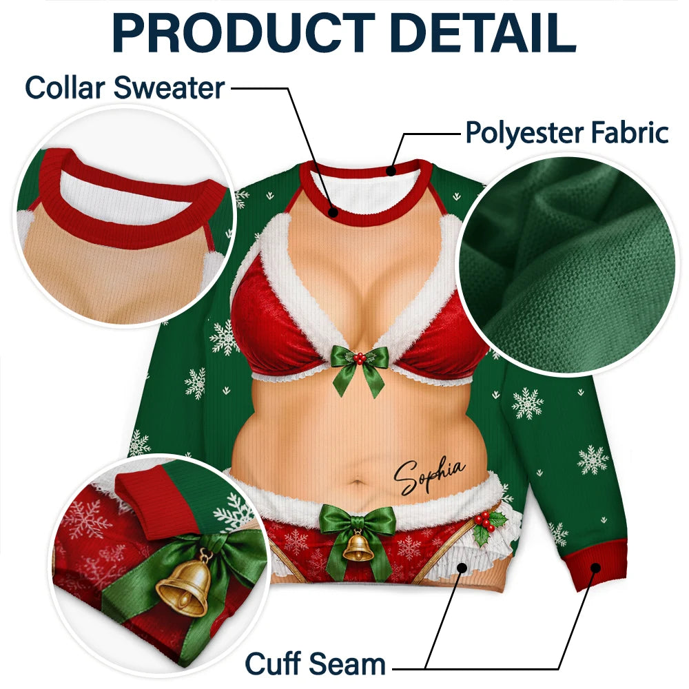Christmas,Humorous,Gift For Yourself,Gift For Women,Icon - 3D Sexy Body Christmas - Personalized Unisex Ugly Sweater