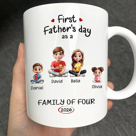 3D Effect First Time Ever As A Family Of Three - Personalized Mug