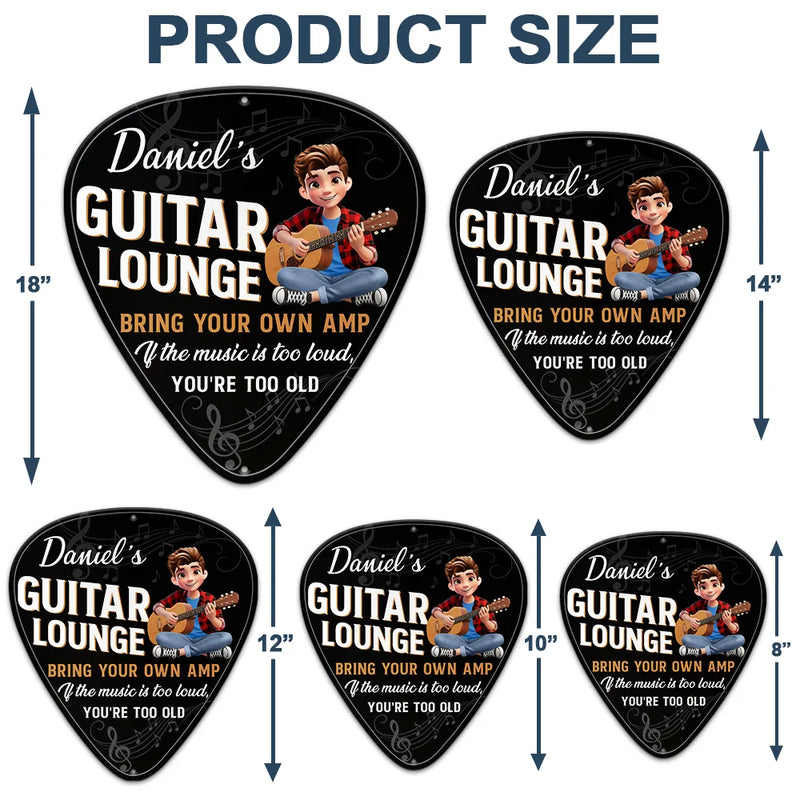 3D Effect Guitar Player Music Lounge - Personalized Custom Shaped Metal Sign