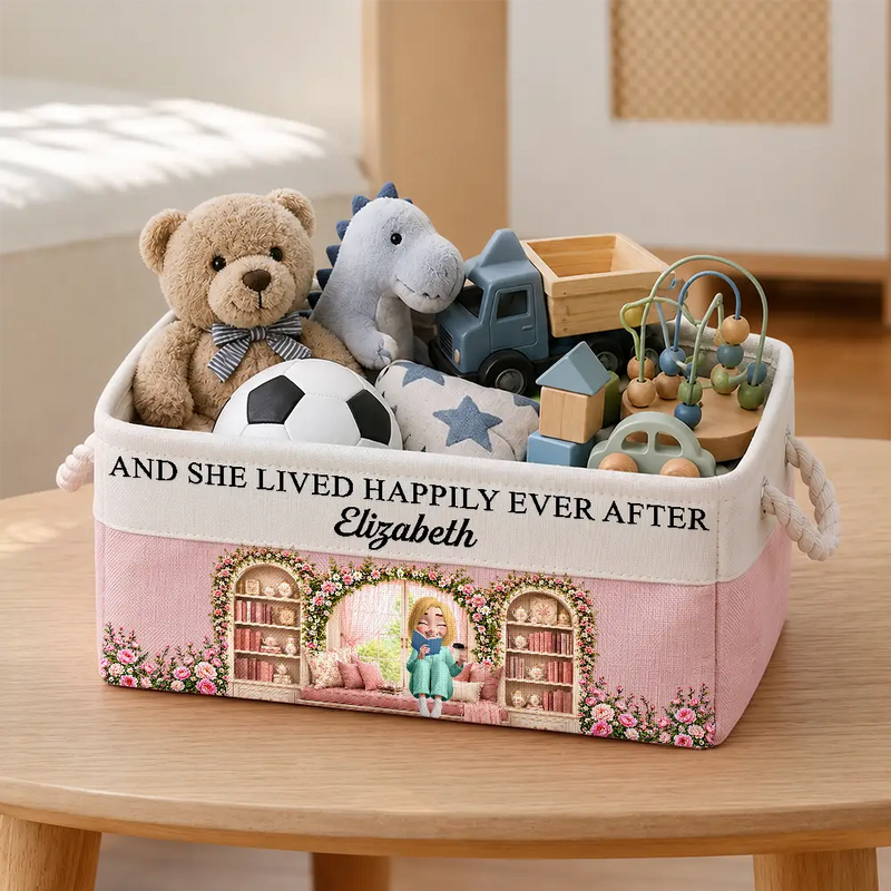 Reading,Gift For Yourself,Gift For Women,Vector,Happy - 3D Effect Just A Girl Who Loves Books - Personalized Storage Basket