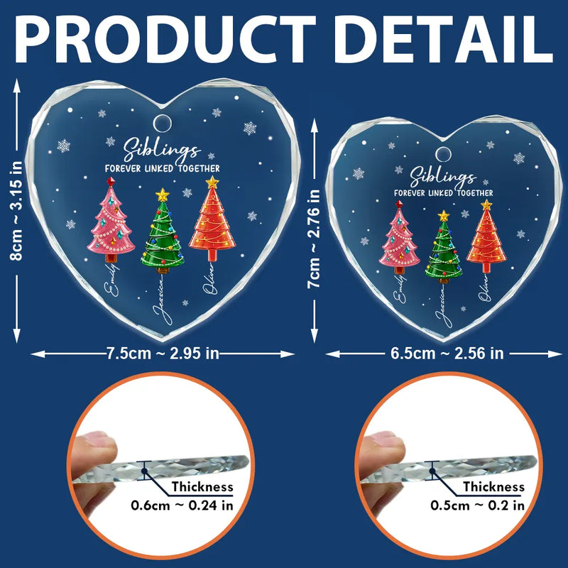 3D Effect Pine Trees Brothers & Sisters Forever Linked Together - Personalized Glass Ornament