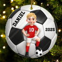 3D Effect Soccer Girl Boy - Personalized Custom Shaped Acrylic Ornament