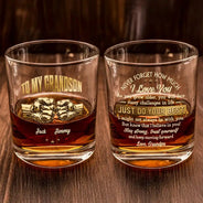 3D Effect To My Son Just Do Your Best - Personalized Whiskey Glass