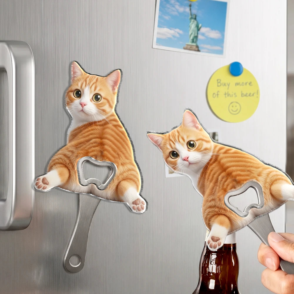 Art Design,Humorous,Pet Lovers,Photo - Squishy Pet Butt - Custom Photo Funny Dog Cat Pet - Personalized Custom Shaped Bottle Opener