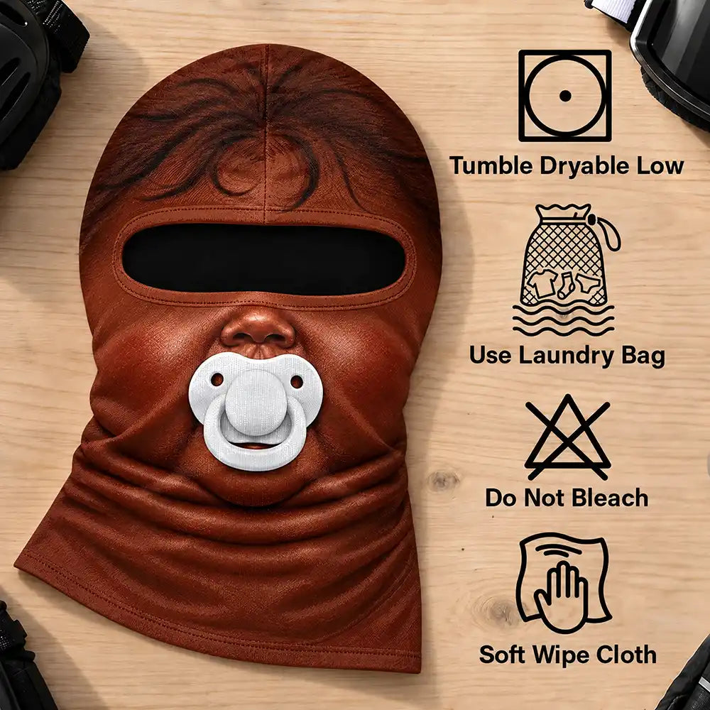 Christmas,Humorous,Icon,Skiing,Top Market - Winter Skiing Gag Gift For Friends, Matching Gear For Couple - Personalized 3D Realistic Funny Baby Face Balaclava Face Mask